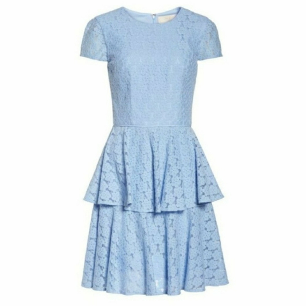 Gal Meets Glam Daisy Lace Tiered Fit & Flare Dress NWT Short sleeve